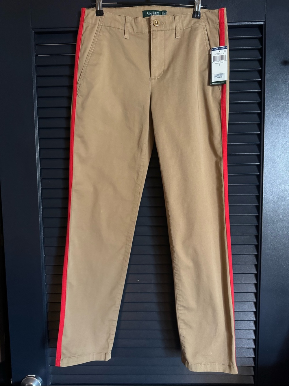 NWT Lauren Ralph Lauren Camel Side Stripe Chino Pants 2